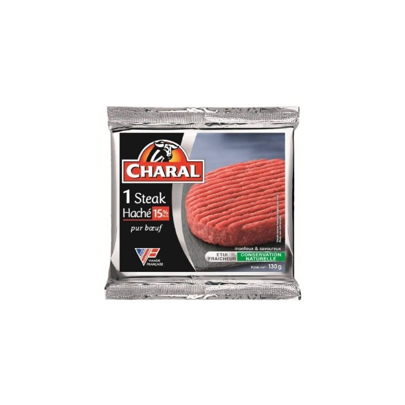 CHARAL Steak haché de bœuf 15%MG 130g